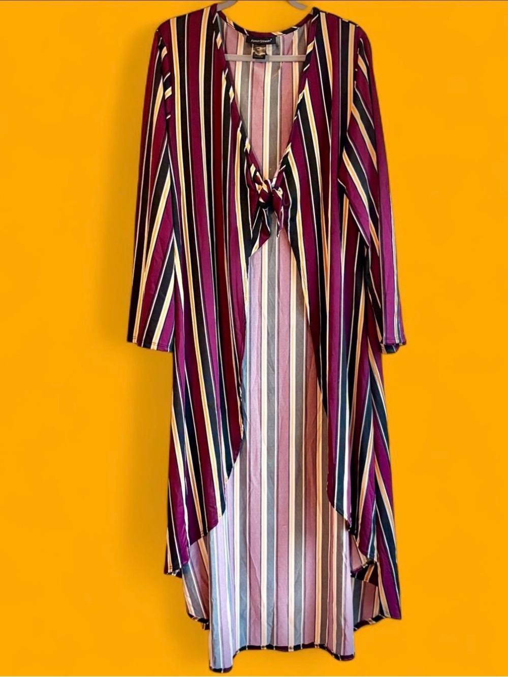 Ashley Stewart Striped Tie-Front Maxi Dress